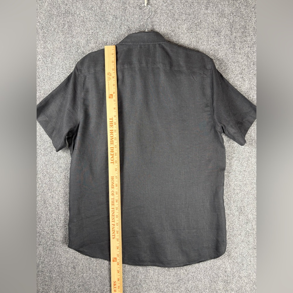 UNTUCKit Cameron Black Linen Short Sleeve Shirt Medium Slim Fit - Picture 7 of 7